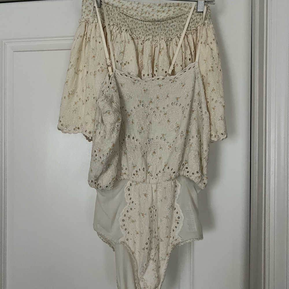 Free People Cream Skirt Set